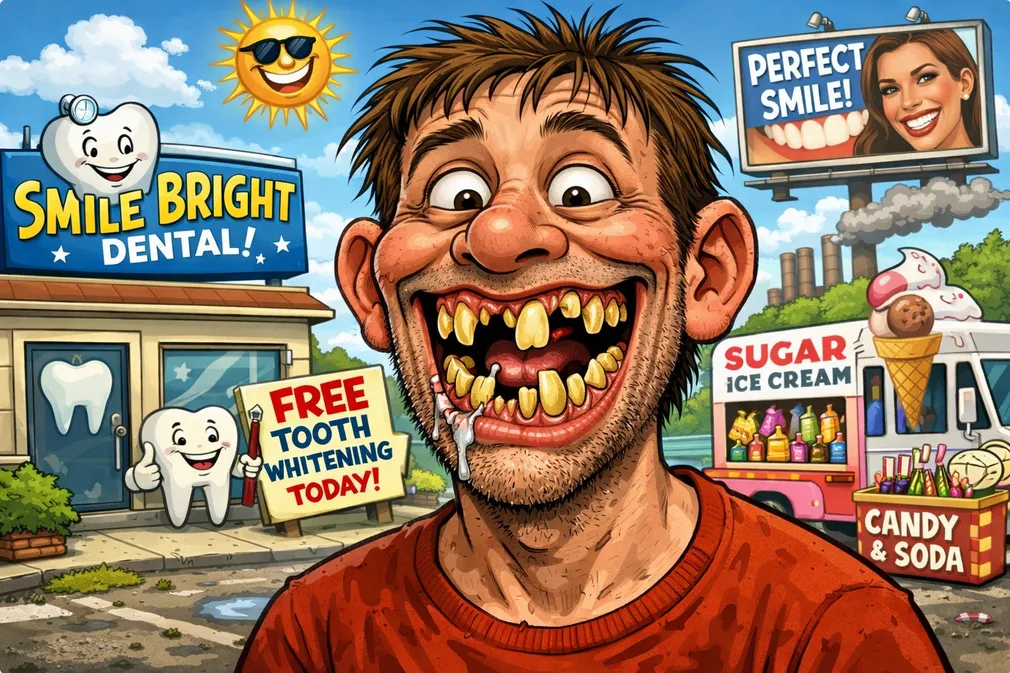 Funny bad teeth dentist cartoon