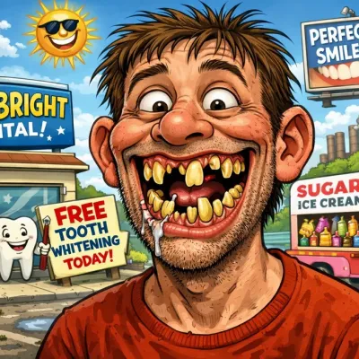 Funny bad teeth dentist cartoon